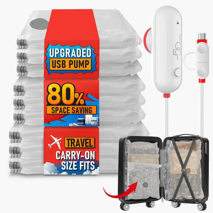 🧳 50% OFF HOT DEAL ! ⚡ Pack of 6-12 Compression Bags for USB Electric Vacuum Cleaner – Space-Saving Storage, Airtight Seal, Reusable & Durable 🌀