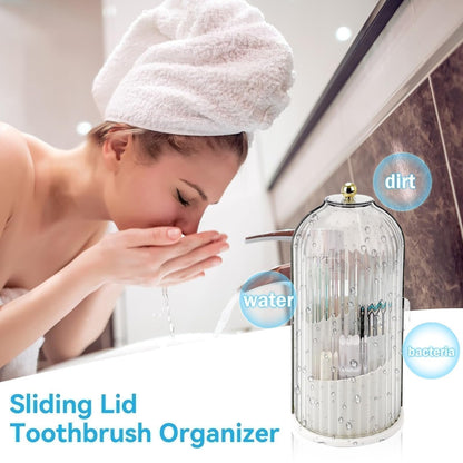 🧴50% OFF NOW! 🏠Wall Mounted Sliding Lid Toothbrush Organizer｜360° Rotatable Dustproof Bathroom Storage Holder ✨