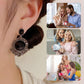 Black Artificial Diamond Round Drop Earrings