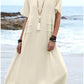 🔥New Arrival 2025🔥💃Women's Round Neck Cotton Linen Midi Dress