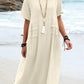 🔥New Arrival 2025🔥💃Women's Round Neck Cotton Linen Midi Dress
