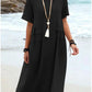 🔥New Arrival 2025🔥💃Women's Round Neck Cotton Linen Midi Dress