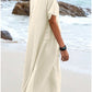 🔥New Arrival 2025🔥💃Women's Round Neck Cotton Linen Midi Dress