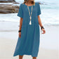 🔥New Arrival 2025🔥💃Women's Round Neck Cotton Linen Midi Dress