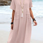 🔥New Arrival 2025🔥💃Women's Round Neck Cotton Linen Midi Dress