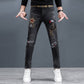 Men's Printed Slim Fit Straight-Leg Jeans