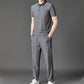 Men's Short Sleeve Top & Elastic Waistband Pants 2-PCS Set