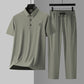 Men's Short Sleeve Top & Elastic Waistband Pants 2-PCS Set
